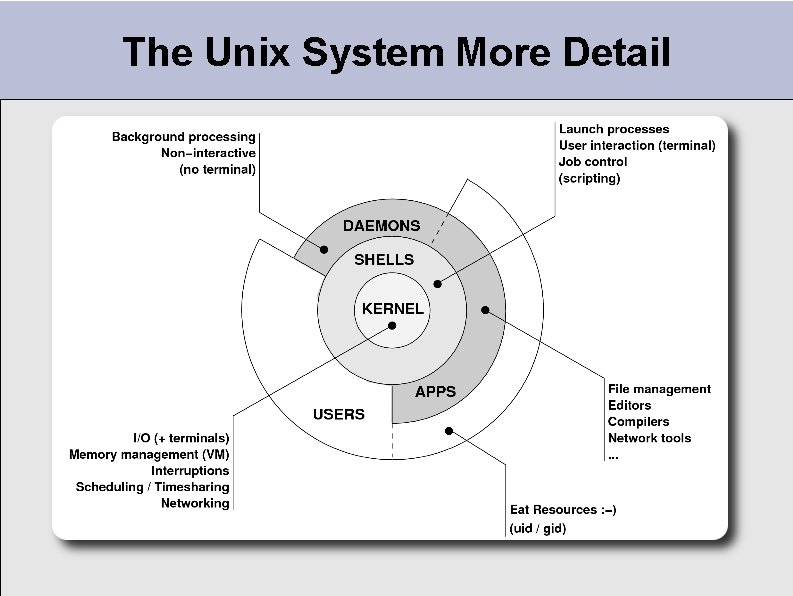 The Unix System More Detail The Unix System More Detail