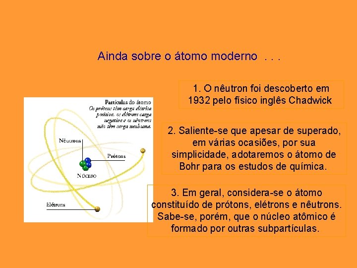 Ainda sobre o átomo moderno. . . 1. O nêutron foi descoberto em 1932 Ainda sobre o átomo moderno. . . 1. O nêutron foi descoberto em 1932