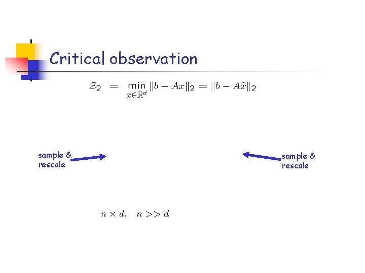 Critical observation sample & rescale 
