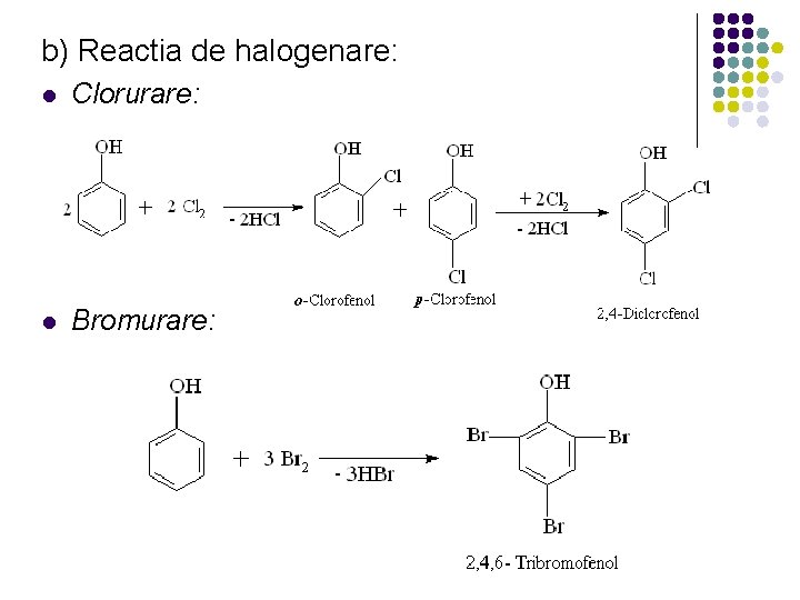b) Reactia de halogenare: l Clorurare: l Bromurare: 