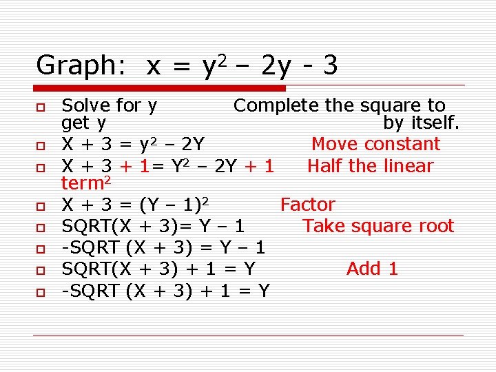 Graphs Of Equations Objectives Graph An Equation Test