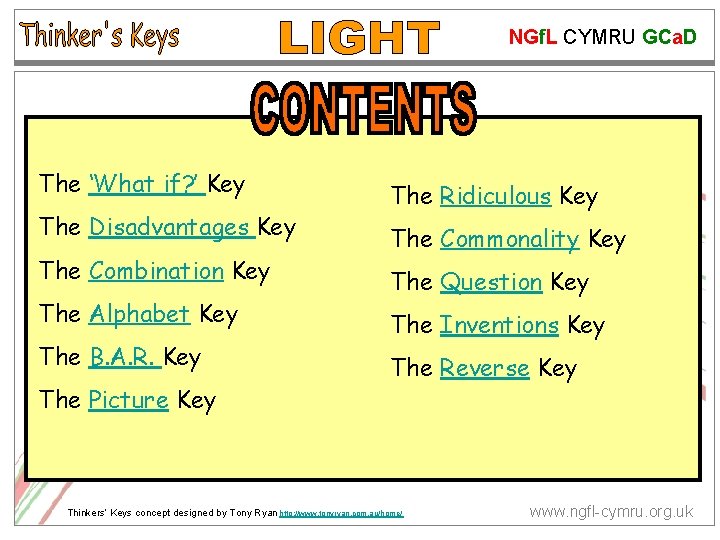 NGf. L CYMRU GCa. D The ‘What if? ’ Key The Disadvantages Key The