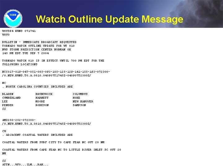Watch Outline Update Message WOUS 64 KWNS 071741 WOU 0 BULLETIN - IMMEDIATE BROADCAST