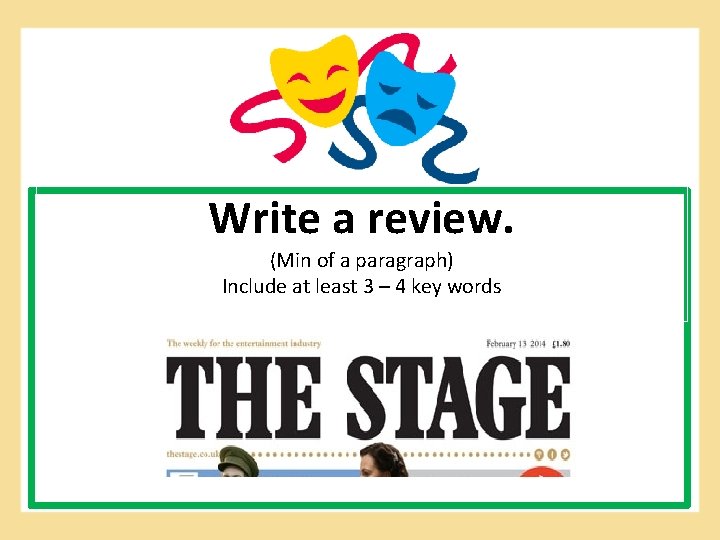 Write a review. (Min of a paragraph) Include at least 3 – 4 key