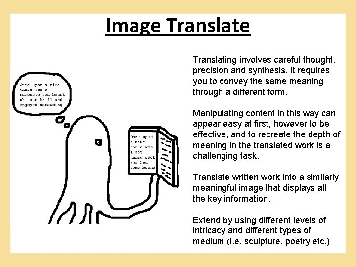 Image Translating involves careful thought, precision and synthesis. It requires you to convey the