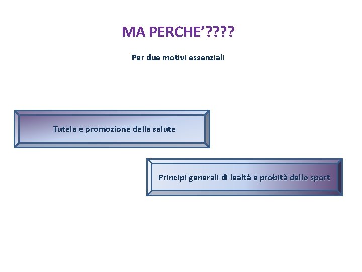 MA PERCHE’? ? Per due motivi essenziali Tutela e promozione della salute Principi generali