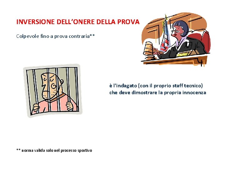 INVERSIONE DELL’ONERE DELLA PROVA Colpevole fino a prova contraria** è l’indagato (con il proprio