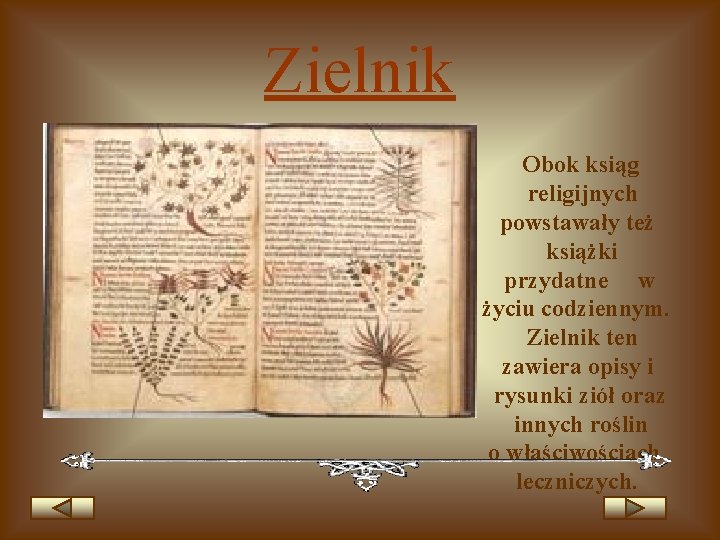 Zielnik Obok ksiąg religijnych powstawały też książki przydatne w życiu codziennym. Zielnik ten zawiera