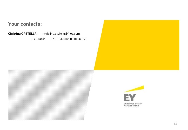 n Your contacts: n Christina CASTELLA: christina. castella@fr. ey. com n EY France Tel.