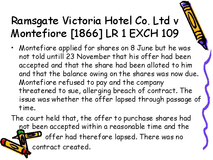 Ramsgate Victoria Hotel Co. Ltd v Montefiore [1866] LR 1 EXCH 109 • Montefiore