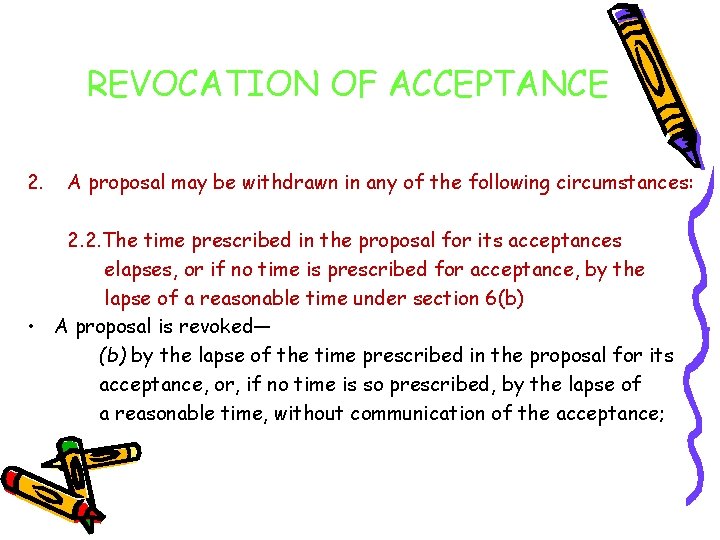 REVOCATION OF ACCEPTANCE 2. A proposal may be withdrawn in any of the following