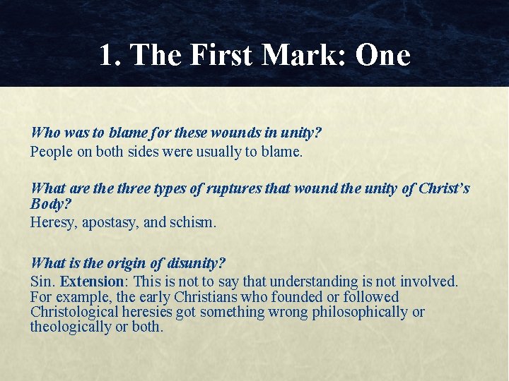 1. The First Mark: One Who was to blame for these wounds in unity?