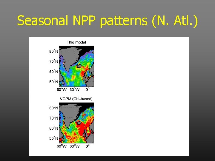 Seasonal NPP patterns (N. Atl. ) Western N. Atl CBPM VGPM Eastern N. Atl