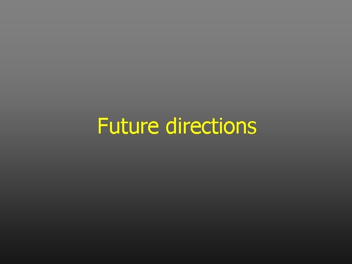 Future directions 