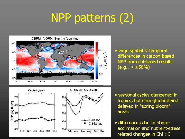 NPP patterns (2) mg C m-2 d-1 • large spatial & temporal differences in