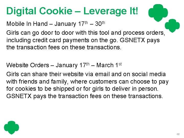 Digital Cookie – Leverage It! Mobile In Hand – January 17 th – 30