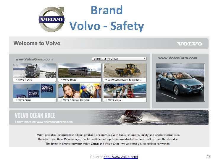 Brand Volvo - Safety Source: http: //www. volvo. com/ 23 