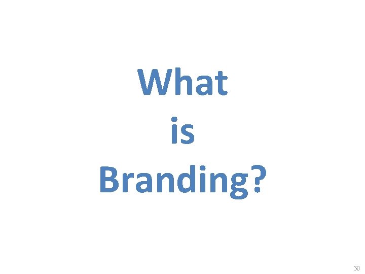 What is Branding? 30 