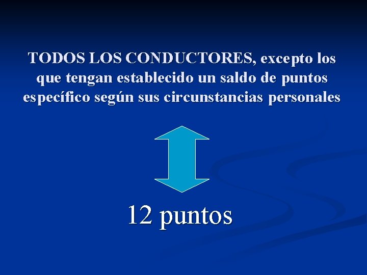 TODOS LOS CONDUCTORES, excepto los que tengan establecido un saldo de puntos específico según