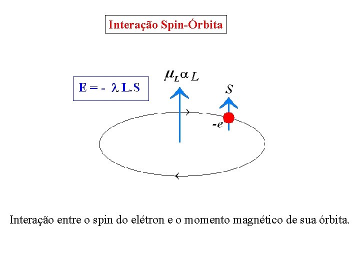 Interação Spin-Órbita Interação entre o spin do elétron e o momento magnético de sua