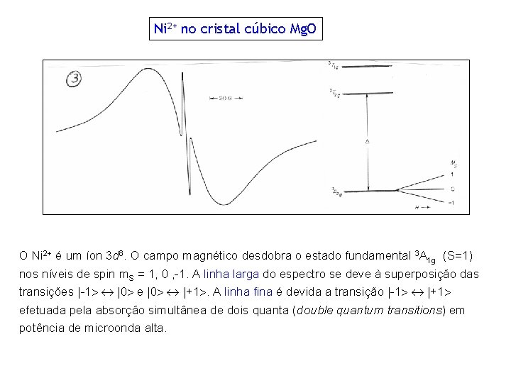 Ni 2+ no cristal cúbico Mg. O O Ni 2+ é um íon 3