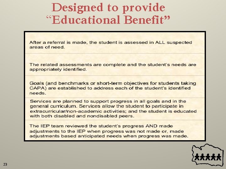 Designed to provide “Educational Benefit” 23 