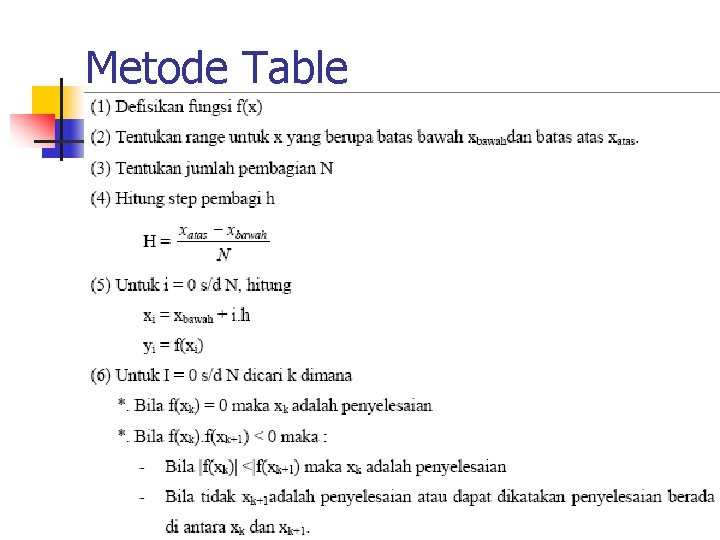 Metode Table 