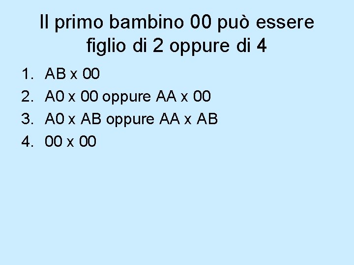 Il primo bambino 00 può essere figlio di 2 oppure di 4 1. 2. Il primo bambino 00 può essere figlio di 2 oppure di 4 1. 2.
