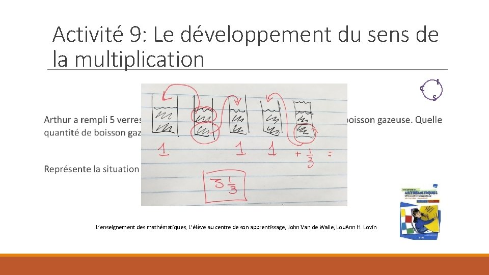 Activité 9: Le développement du sens de la multiplication C L’enseignement des mathématiques, L’élève