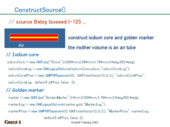 Construct. Source() // source Bebig Isoseed I-125. . . construct iodium core and golden