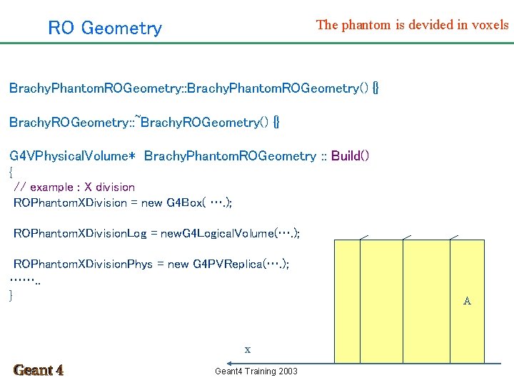 The phantom is devided in voxels RO Geometry Brachy. Phantom. ROGeometry: : Brachy. Phantom.