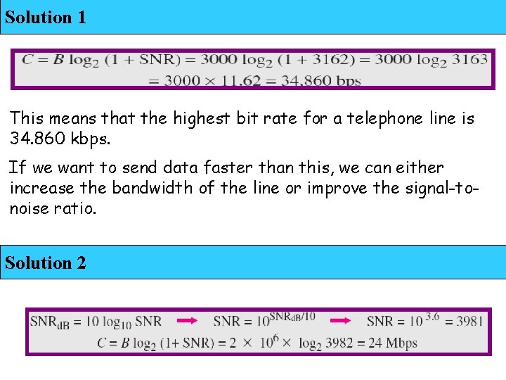 Solution 1 This means that the highest bit rate for a telephone line is