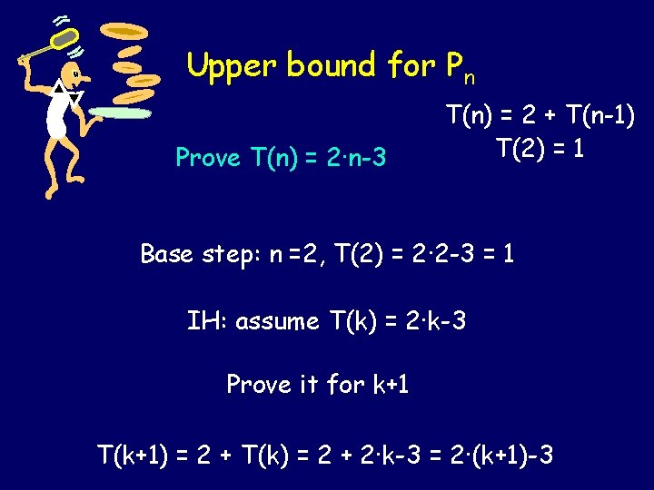 Upper bound for Pn Prove T(n) = 2·n-3 T(n) = 2 + T(n-1) T(2)