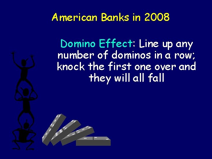 American Banks in 2008 Domino Effect: Line up any number of dominos in a