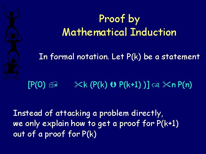 Proof by Mathematical Induction In formal notation. Let P(k) be a statement [P(0) ,