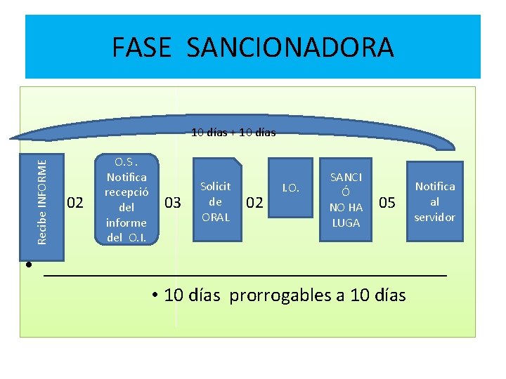 FASE SANCIONADORA Recibe INFORME 10 días + 10 días • A 02 O. S.