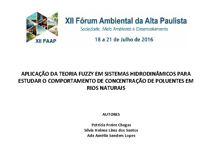 APLICAÇÃO DA TEORIA FUZZY EM SISTEMAS HIDRODIN MICOS PARA ESTUDAR O COMPORTAMENTO DE CONCENTRAÇÃO