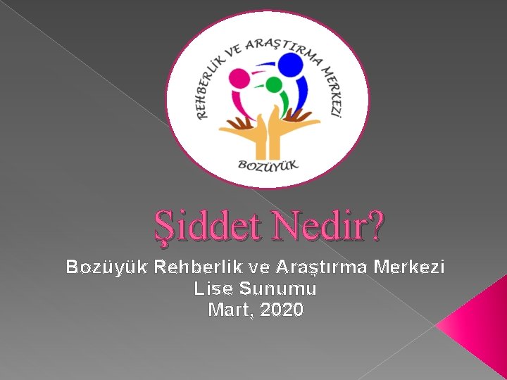 Şiddet Nedir? Bozüyük Rehberlik ve Araştırma Merkezi Lise Sunumu Mart, 2020 