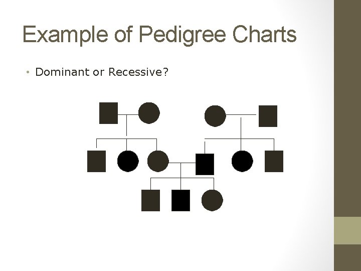 Example of Pedigree Charts • Dominant or Recessive? 