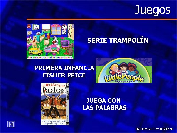 Juegos SERIE TRAMPOLÍN PRIMERA INFANCIA FISHER PRICE JUEGA CON LAS PALABRAS Recursos Electrónicos 