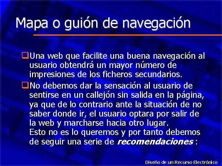 Mapa o guión de navegación q. Una web que facilite una buena navegación al