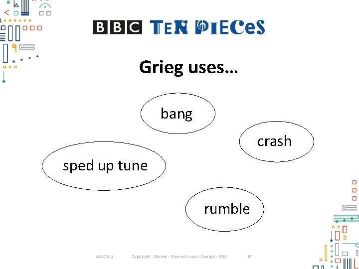 Grieg uses… bang crash sped up tune rumble LESSON 3 Copyright : Words -