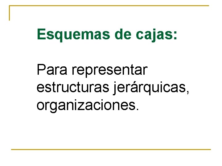 Esquemas de cajas: Para representar estructuras jerárquicas, organizaciones. 