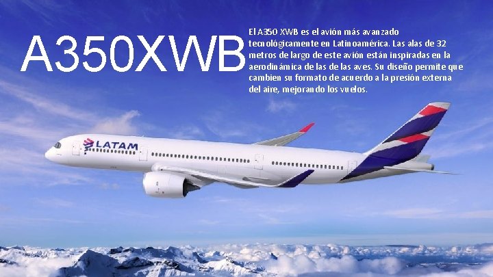 A 350 XWB El A 350 XWB es el avión más avanzado tecnológicamente en