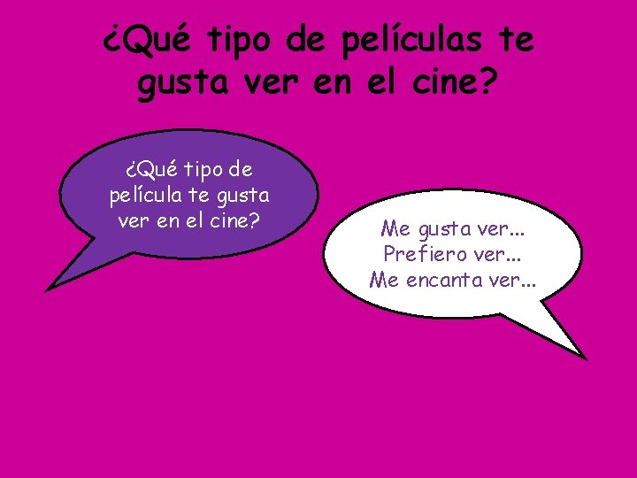 ¿Qué tipo de películas te gusta ver en el cine? ¿Qué tipo de película