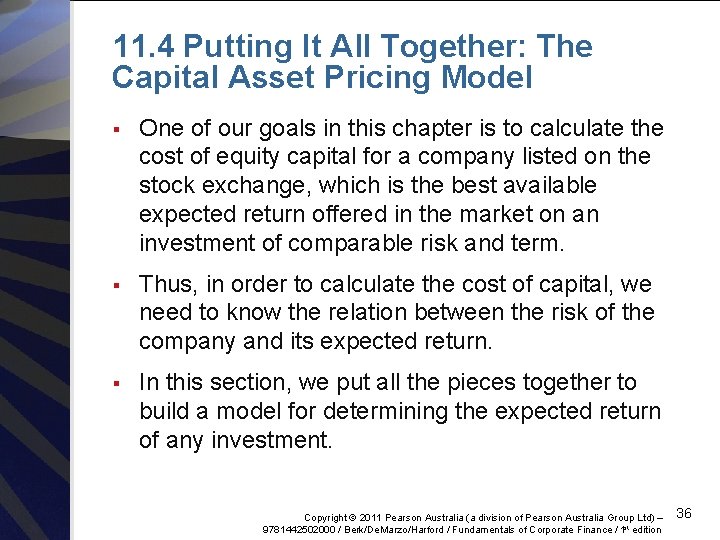 11. 4 Putting It All Together: The Capital Asset Pricing Model § One of