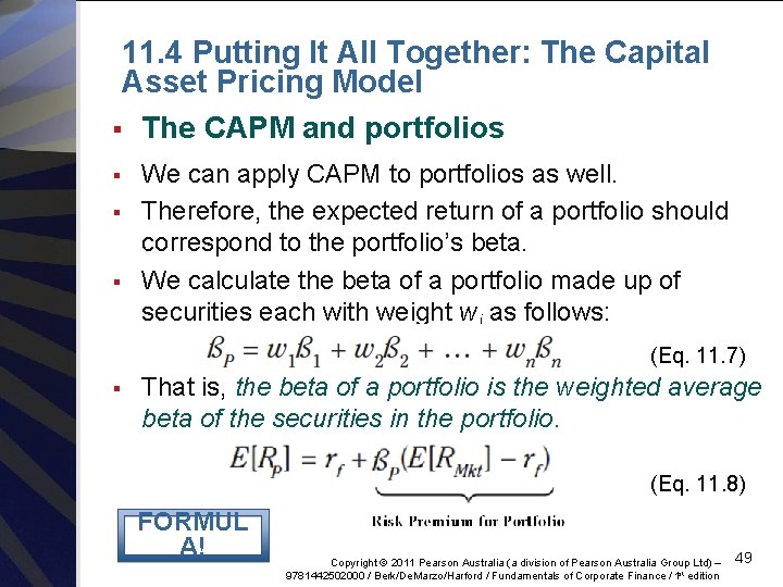 11. 4 Putting It All Together: The Capital Asset Pricing Model § The CAPM
