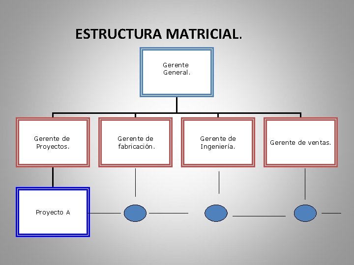 ESTRUCTURA MATRICIAL. Gerente General. Gerente de Proyectos. Proyecto A Gerente de fabricación. Gerente de