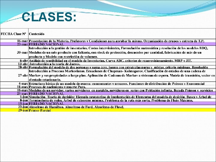 CLASES: 