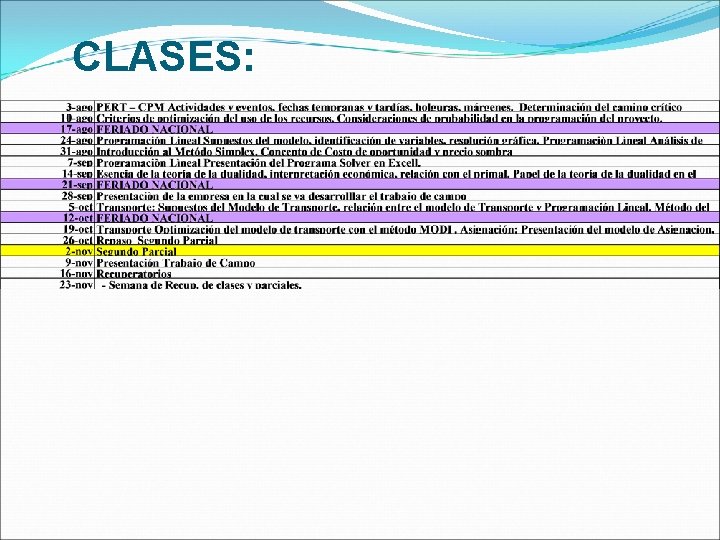 CLASES: 
